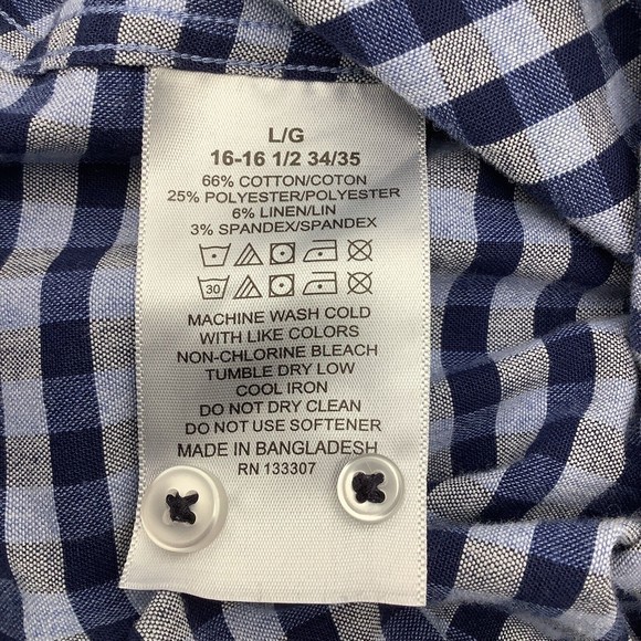 Lucky Brand Mens Slim Fit Long Sleeve Button Up Linen Blend Blue Shirt Size L - Picture 6 of 7